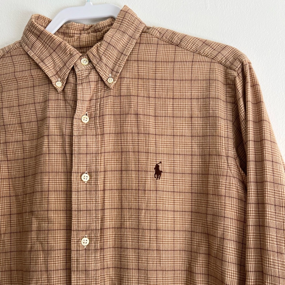 Ralph Lauren Tan Checkered Button-Down Shirt - Picture 5 of 7